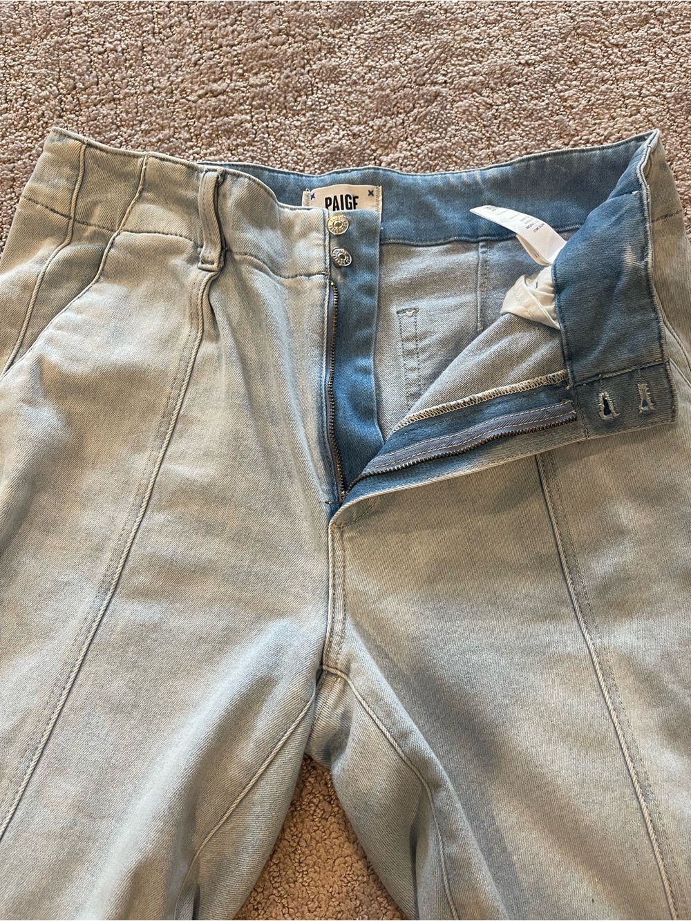 Paige Brooklyn High-Rise Wide Leg Light Blue Jeans for Women, Trouser Style, 31 - Picture 9 of 16